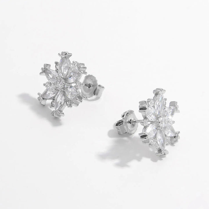 925 Sterling Silver Zircon Snowflake Earrings LOVCIA