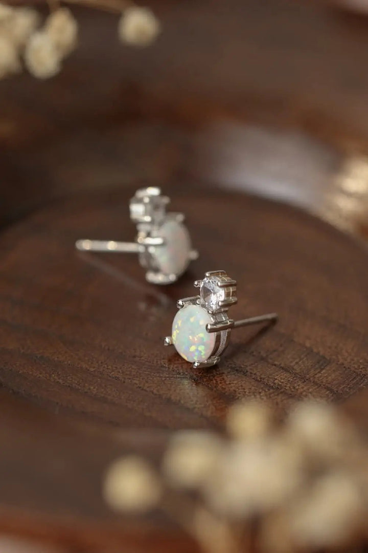 4-Prong Opal Stud Earrings LOVCIA