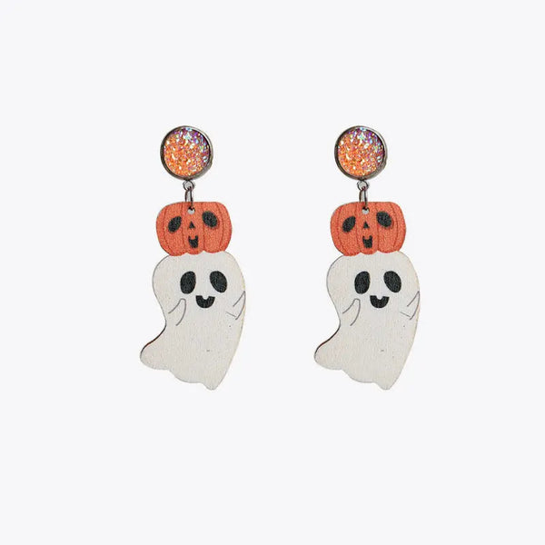 Ghost Shape Wooden Dangle Earrings LOVCIA