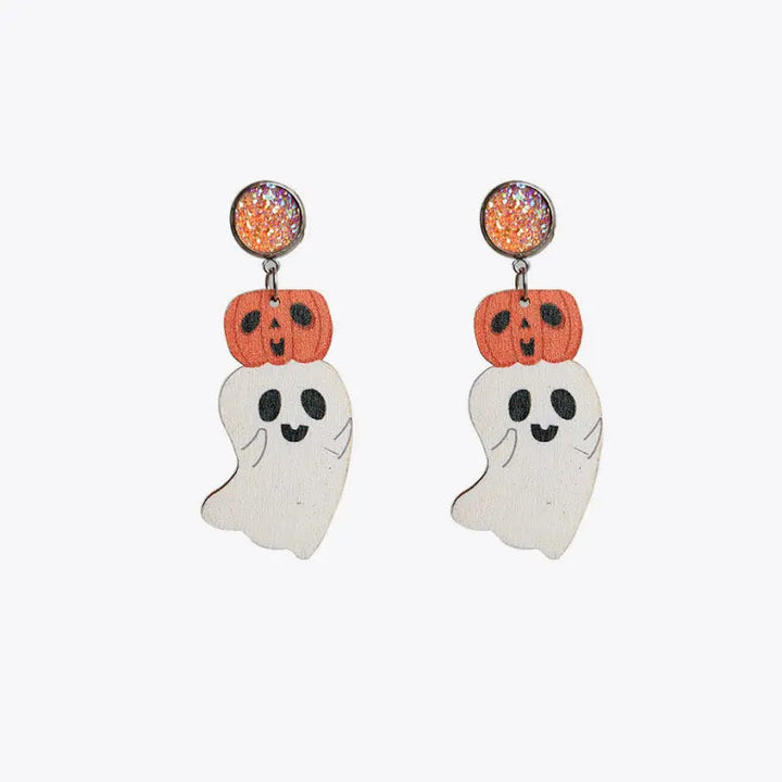 Ghost Shape Wooden Dangle Earrings LOVCIA