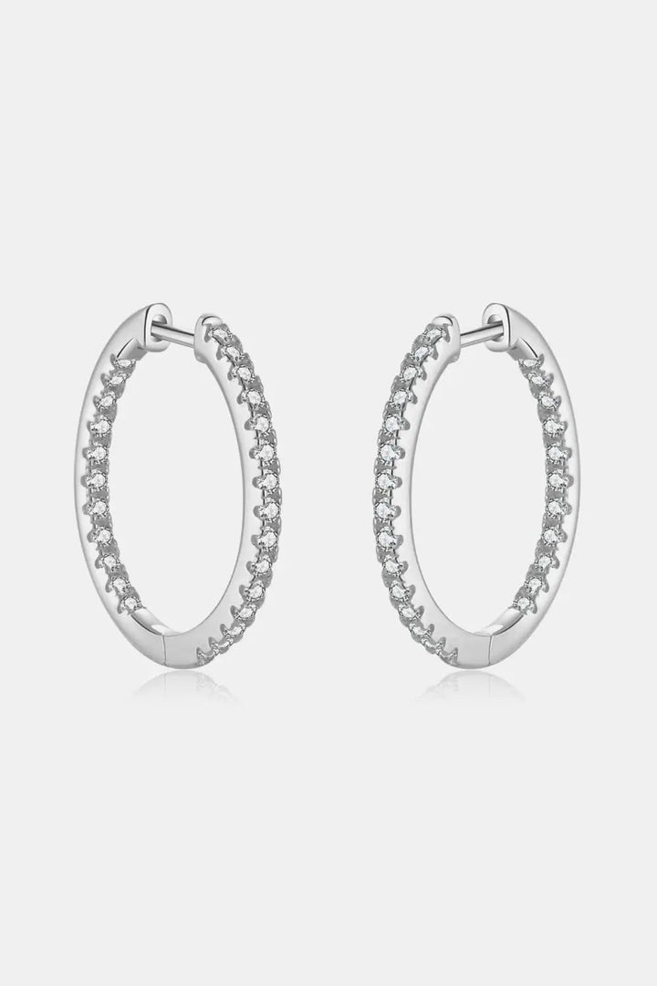 Inlaid Zircon 925 Sterling Silver Huggie Earrings LOVCIA