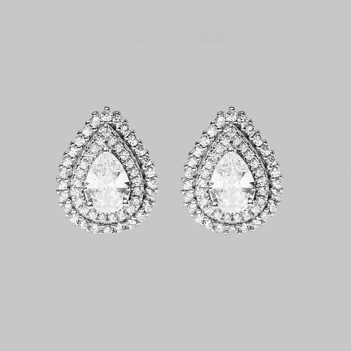 925 Sterling Silver Zircon Teardrop Shape Stud Earrings LOVCIA