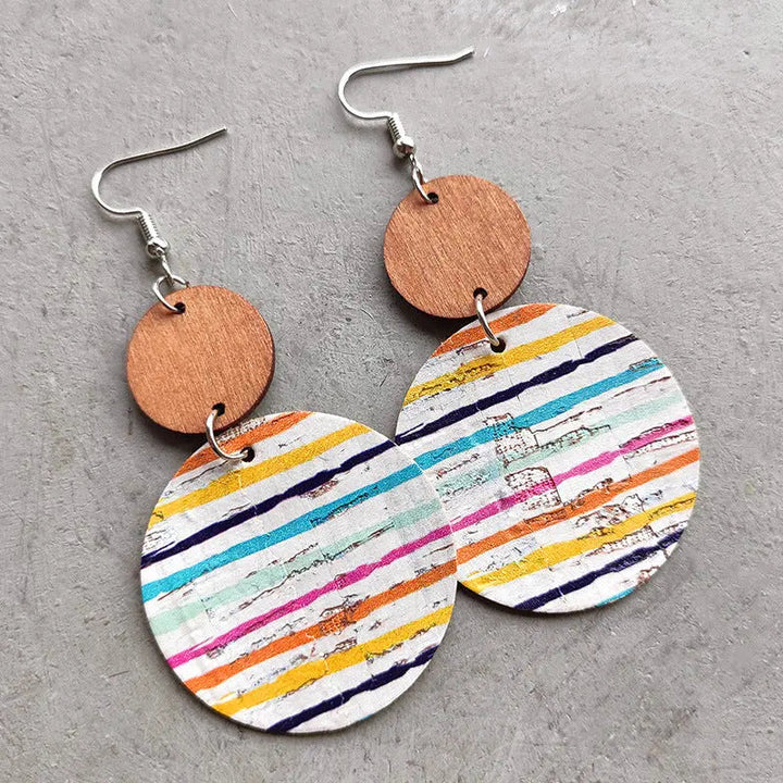 Round Shape Wooden Dangle Earrings LOVCIA