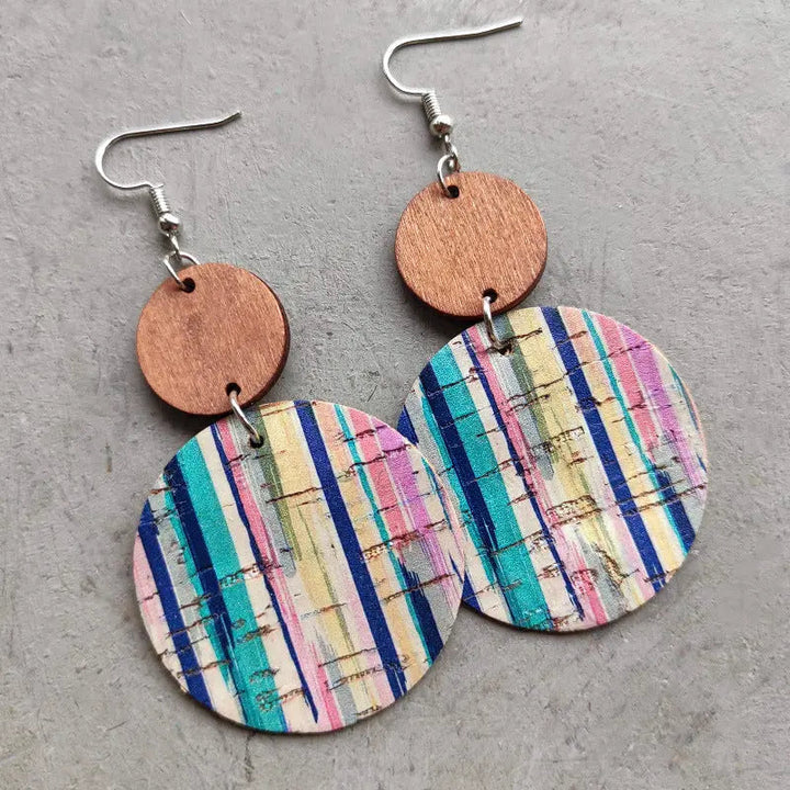 Round Shape Wooden Dangle Earrings LOVCIA