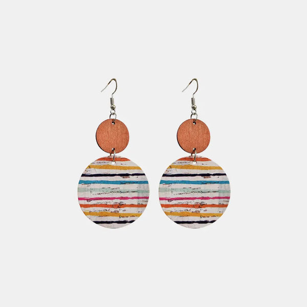 Round Shape Wooden Dangle Earrings LOVCIA