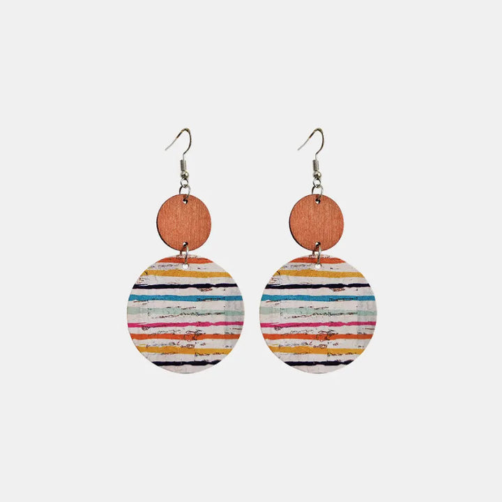 Round Shape Wooden Dangle Earrings LOVCIA