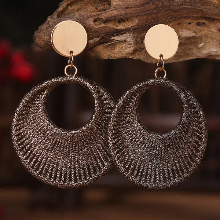 Cotton Cord Geometric Drop Earrings LOVCIA