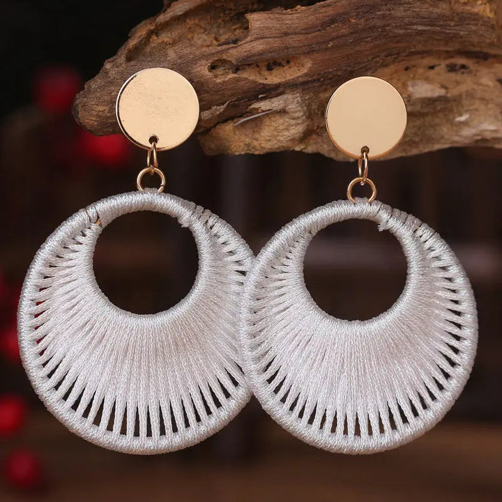 Cotton Cord Geometric Drop Earrings LOVCIA