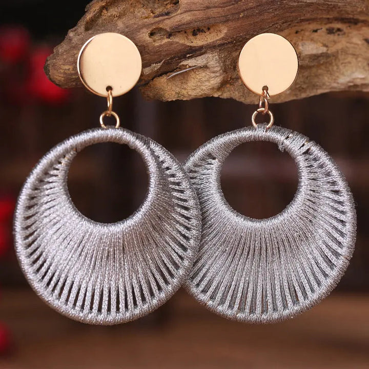 Cotton Cord Geometric Drop Earrings LOVCIA