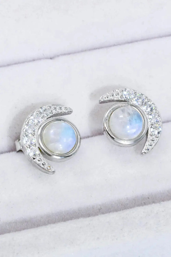 LOVCIA 925 Sterling Silver Moonstone Stud Earrings