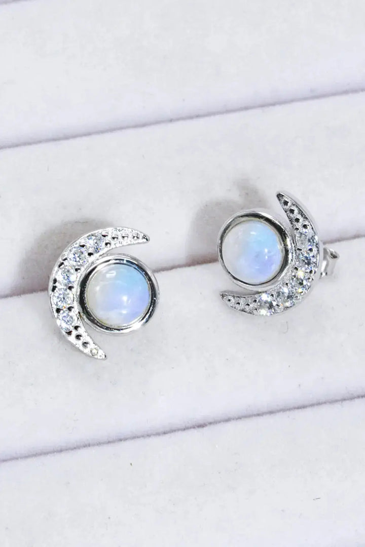 LOVCIA 925 Sterling Silver Moonstone Stud Earrings