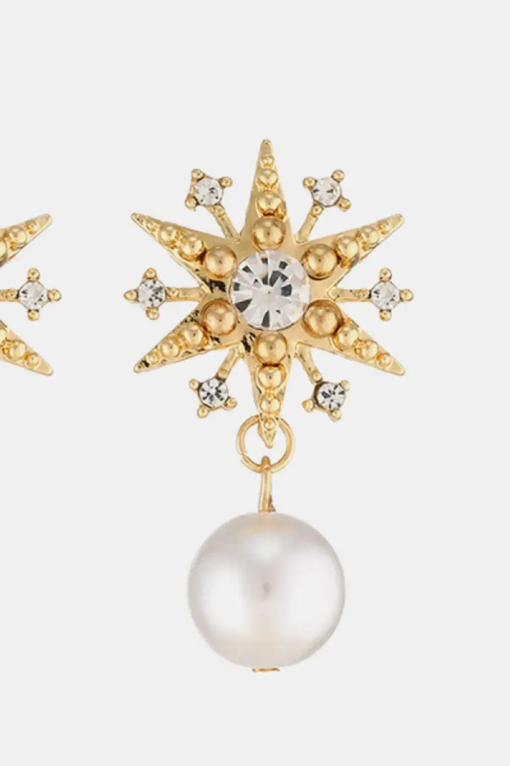 LOVCIA Synthetic Pearl Star Shape Alloy Earrings