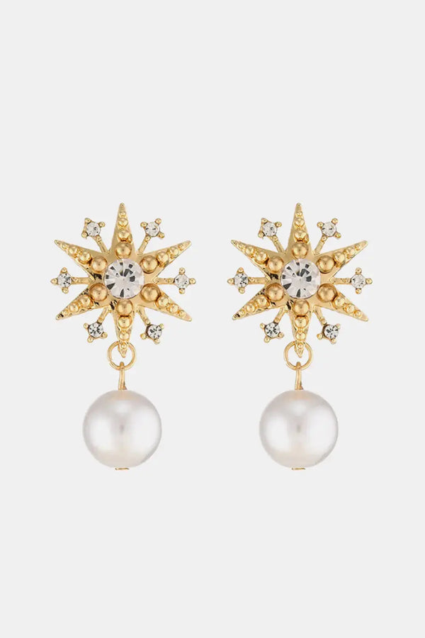 LOVCIA Synthetic Pearl Star Shape Alloy Earrings