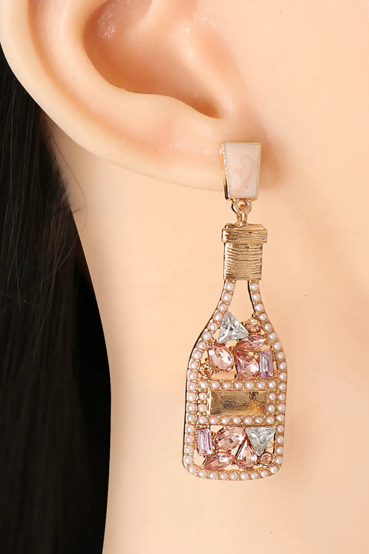 Wine Shape Zinc Alloy Acrylic Dangle Earrings LOVCIA