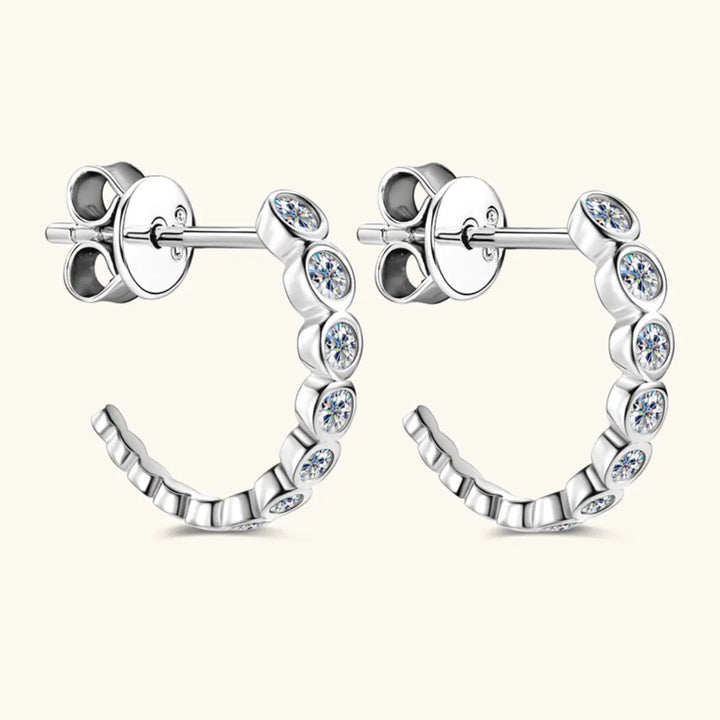 Inlaid Moissanite 925 Sterling Silver C-Hoop Earrings LOVCIA