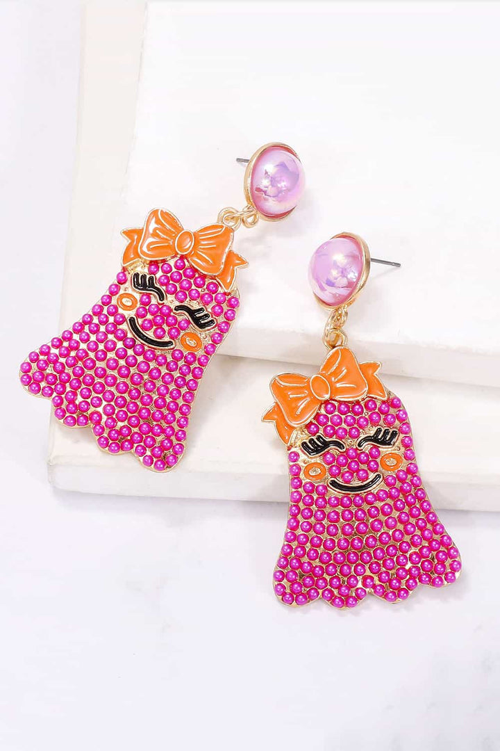 Smiling Ghost Shape Synthetic Pearl Earrings LOVCIA