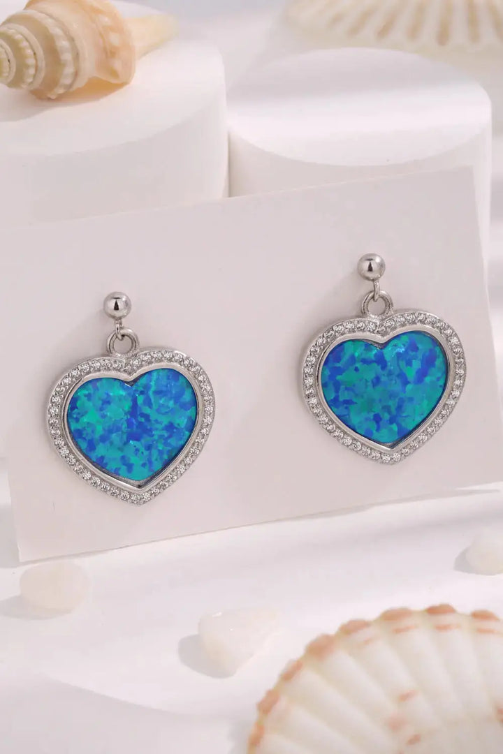 LOVCIA Platinum-Plated Opal Heart Earrings