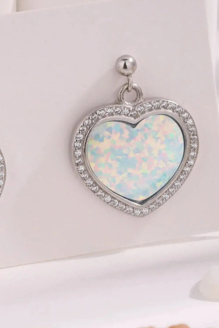 LOVCIA Platinum-Plated Opal Heart Earrings