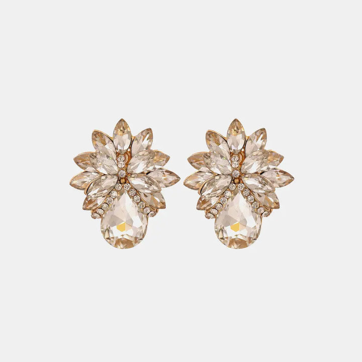 Flower Shape Glass Stone Stud Earrings LOVCIA