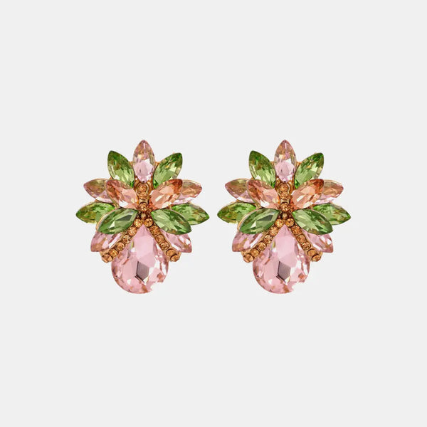 Flower Shape Glass Stone Stud Earrings LOVCIA