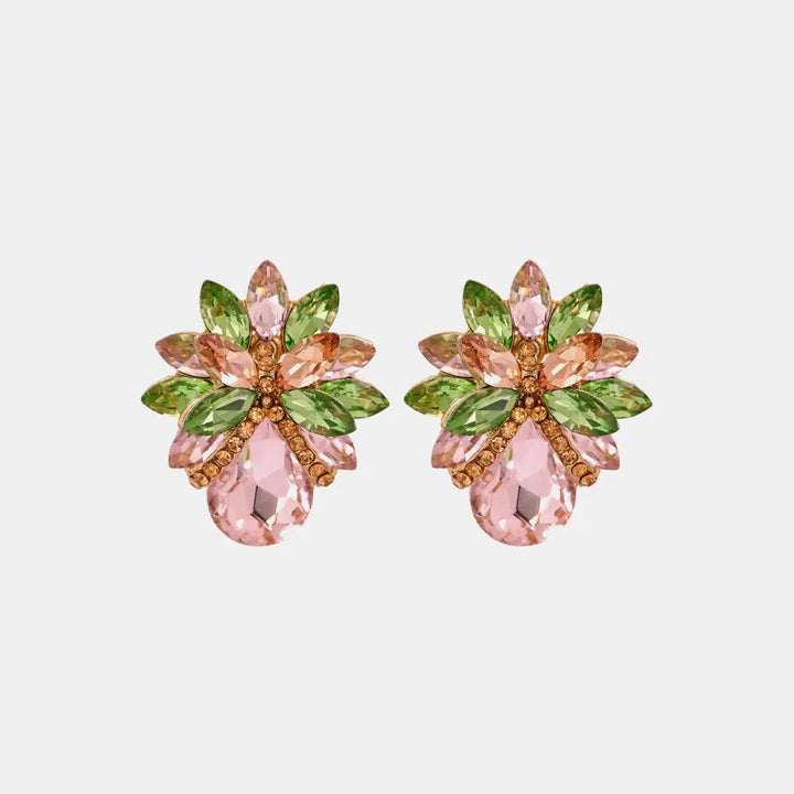 Flower Shape Glass Stone Stud Earrings LOVCIA