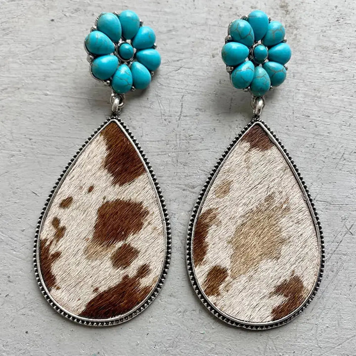 LOVCIA Turquoise Flower Teardrop Earrings