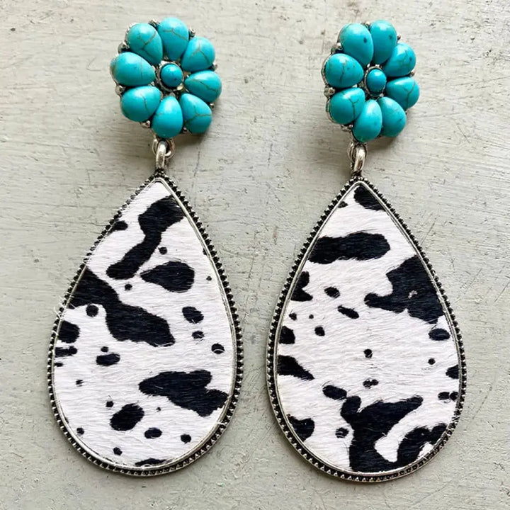 LOVCIA Turquoise Flower Teardrop Earrings