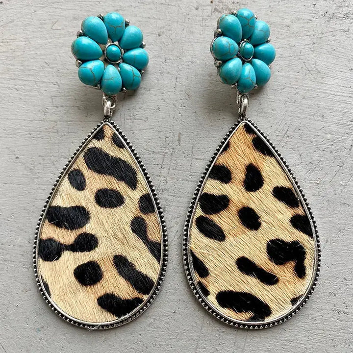 LOVCIA Turquoise Flower Teardrop Earrings