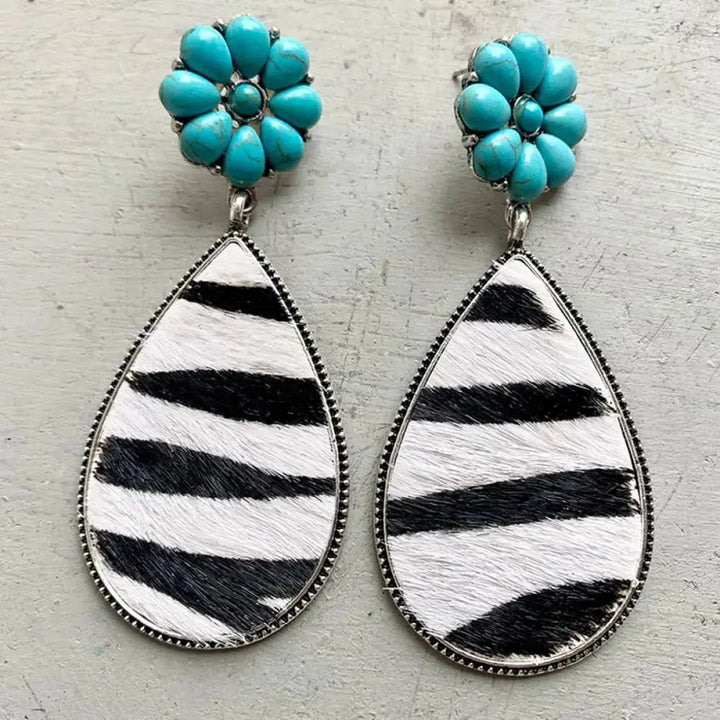 LOVCIA Turquoise Flower Teardrop Earrings