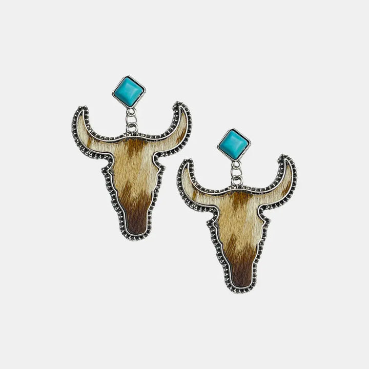 Bull Shape Turquoise Dangle Earrings LOVCIA