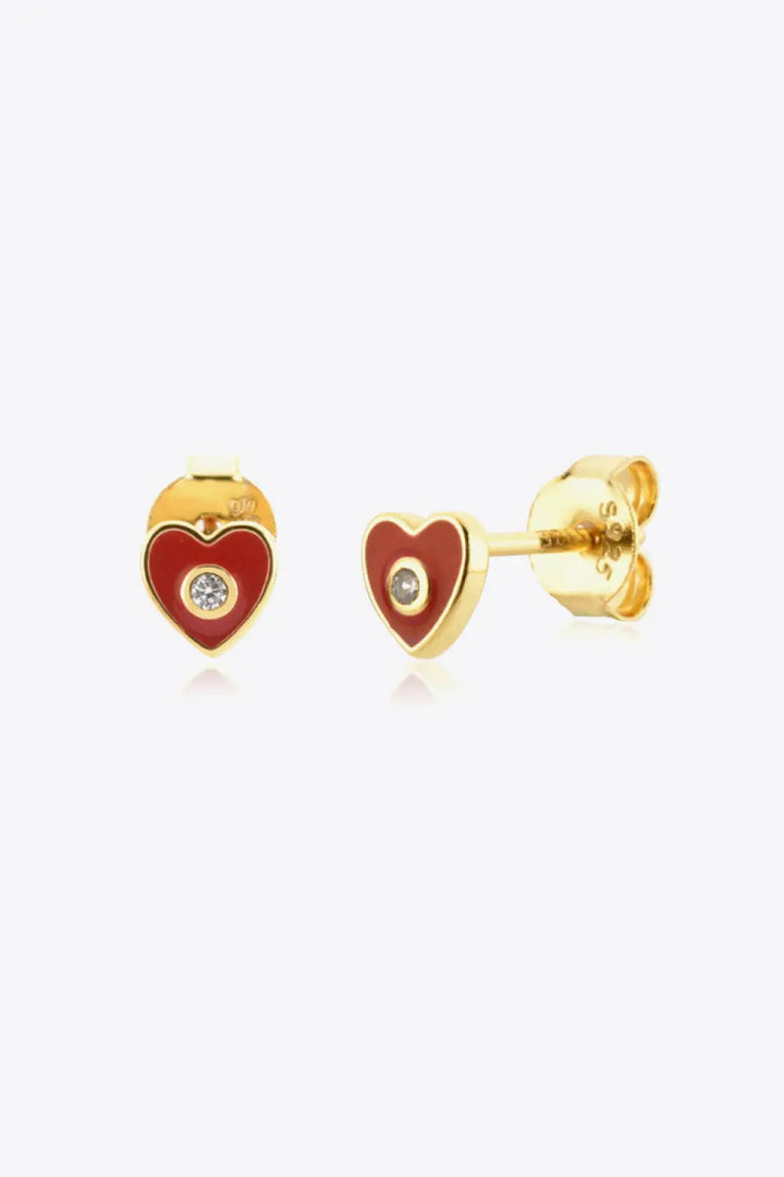 Zircon 925 Sterling Silver Heart Stud Earrings LOVCIA