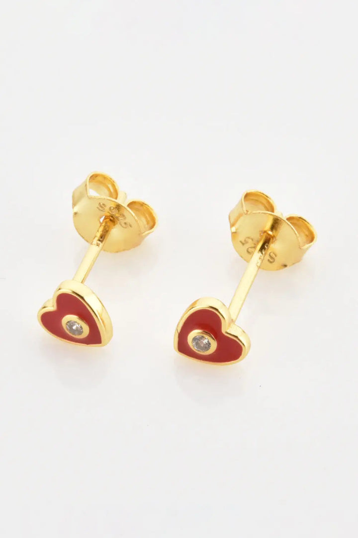 Zircon 925 Sterling Silver Heart Stud Earrings LOVCIA