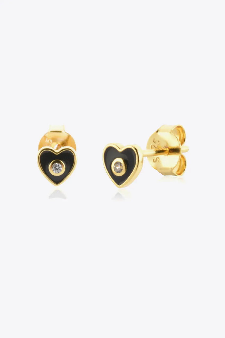 Zircon 925 Sterling Silver Heart Stud Earrings LOVCIA