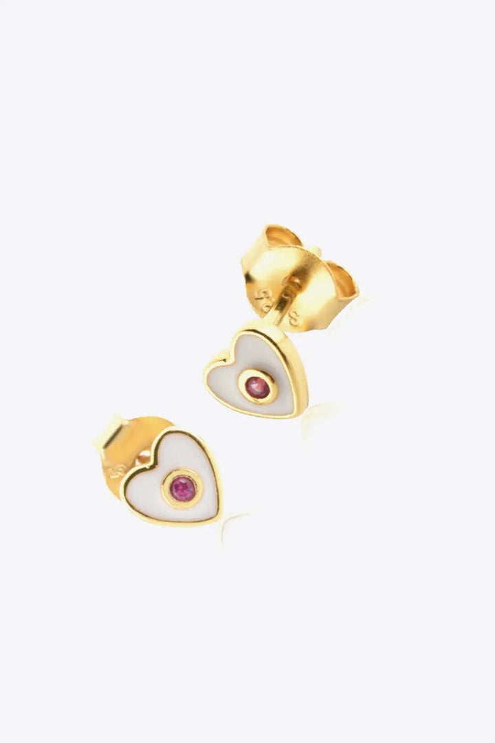 Zircon 925 Sterling Silver Heart Stud Earrings LOVCIA