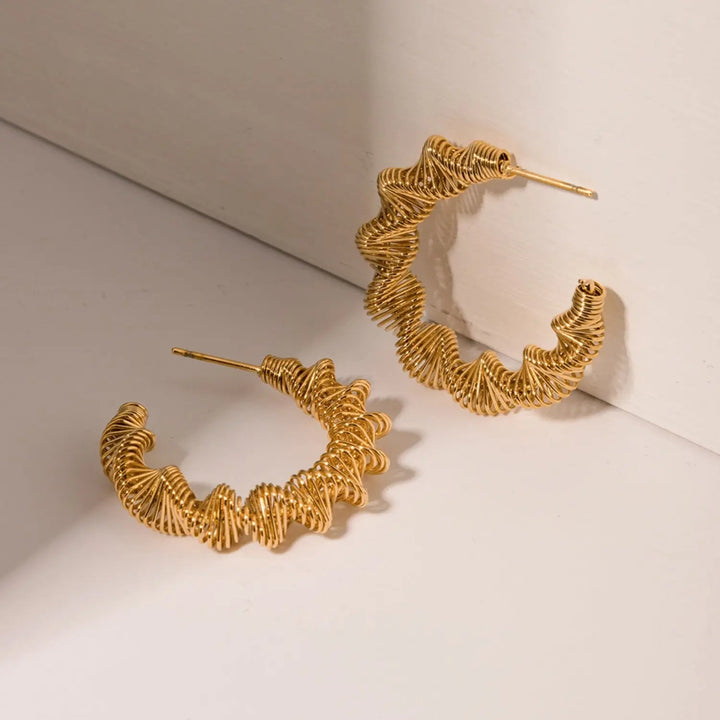 Gold-Plated Stainless Steel C-Hoop Earrings LOVCIA