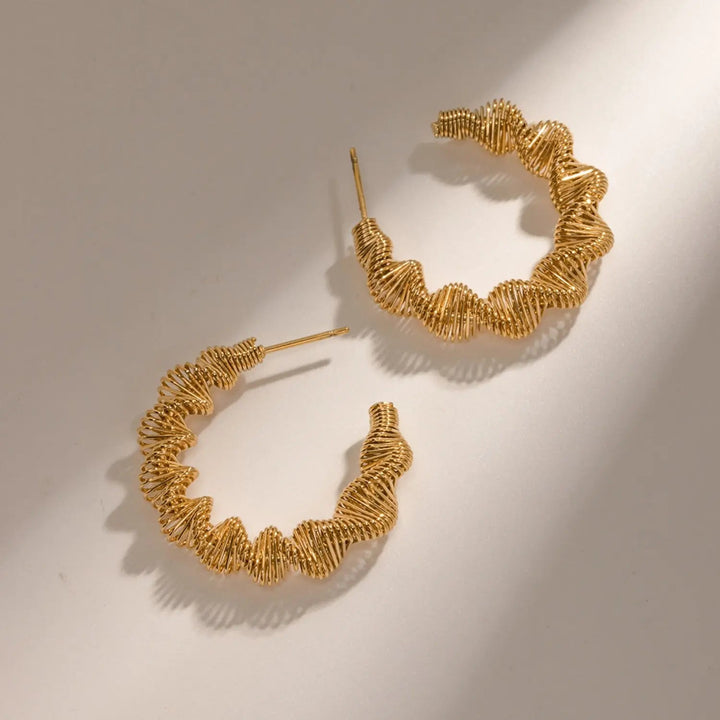 Gold-Plated Stainless Steel C-Hoop Earrings LOVCIA