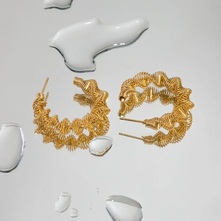 Gold-Plated Stainless Steel C-Hoop Earrings LOVCIA