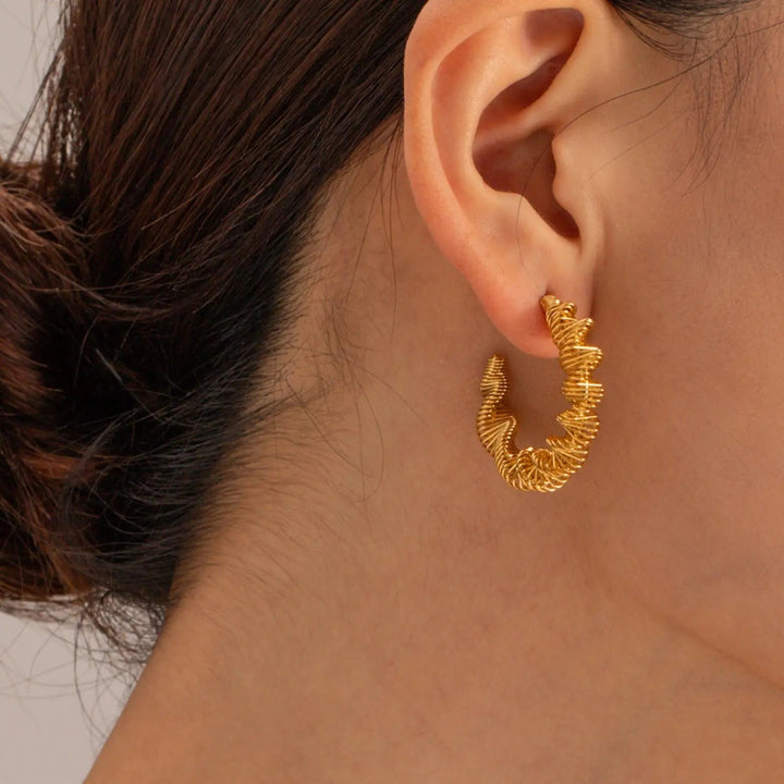 Gold-Plated Stainless Steel C-Hoop Earrings LOVCIA