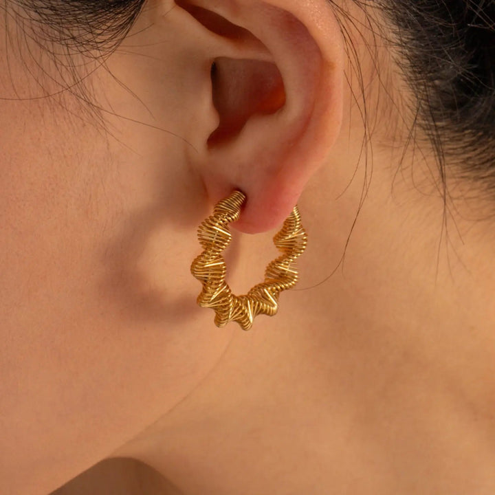 Gold-Plated Stainless Steel C-Hoop Earrings LOVCIA