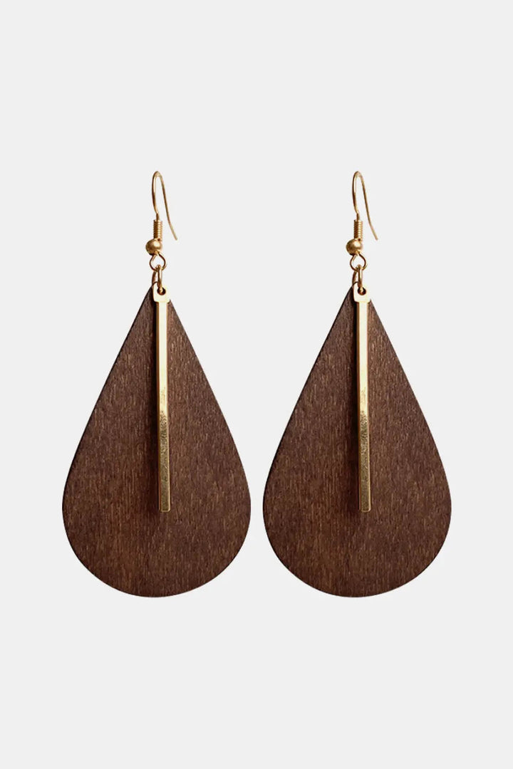 Geometrical Shape Wooden Dangle Earrings LOVCIA