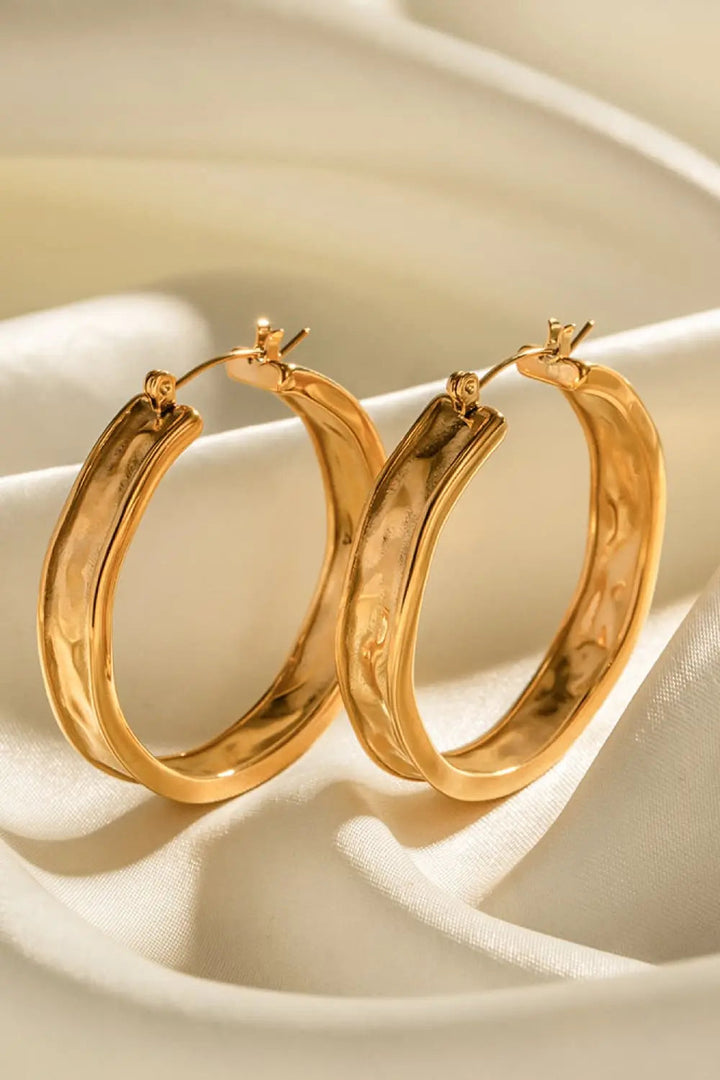 Hammered Stainless Steel Hoop Earrings LOVCIA