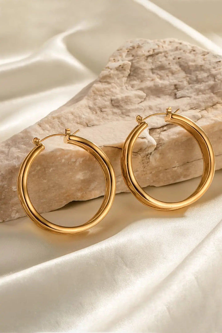 Hammered Stainless Steel Hoop Earrings LOVCIA