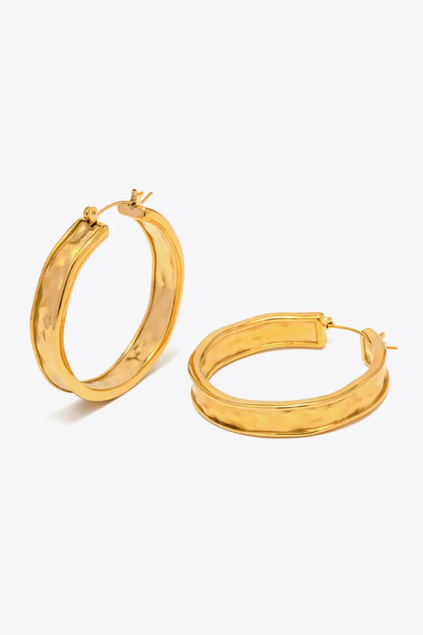 Hammered Stainless Steel Hoop Earrings LOVCIA