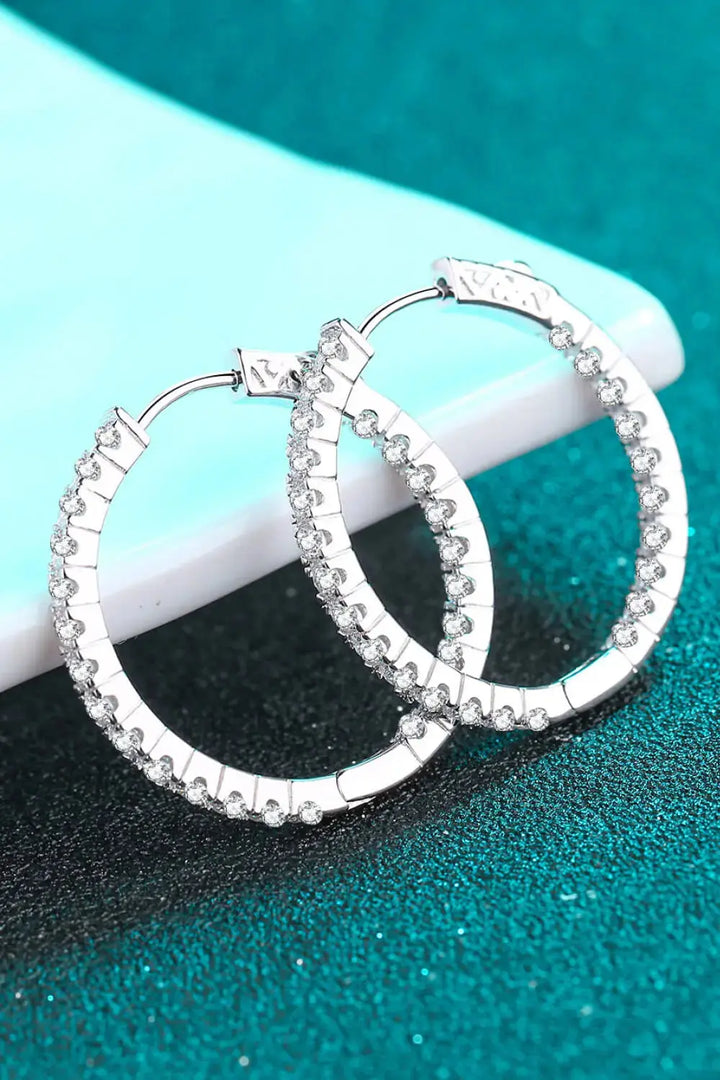 LOVCIA Moissanite Rhodium-Plated Hoop Earrings