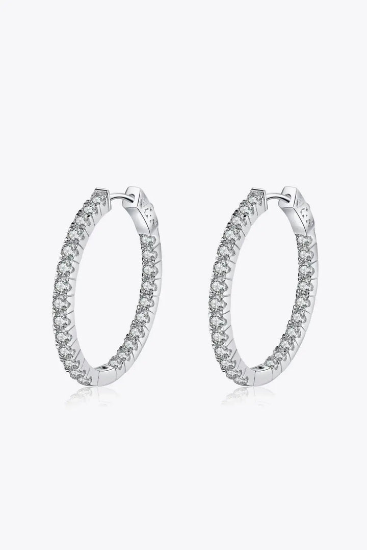 LOVCIA Moissanite Rhodium-Plated Hoop Earrings