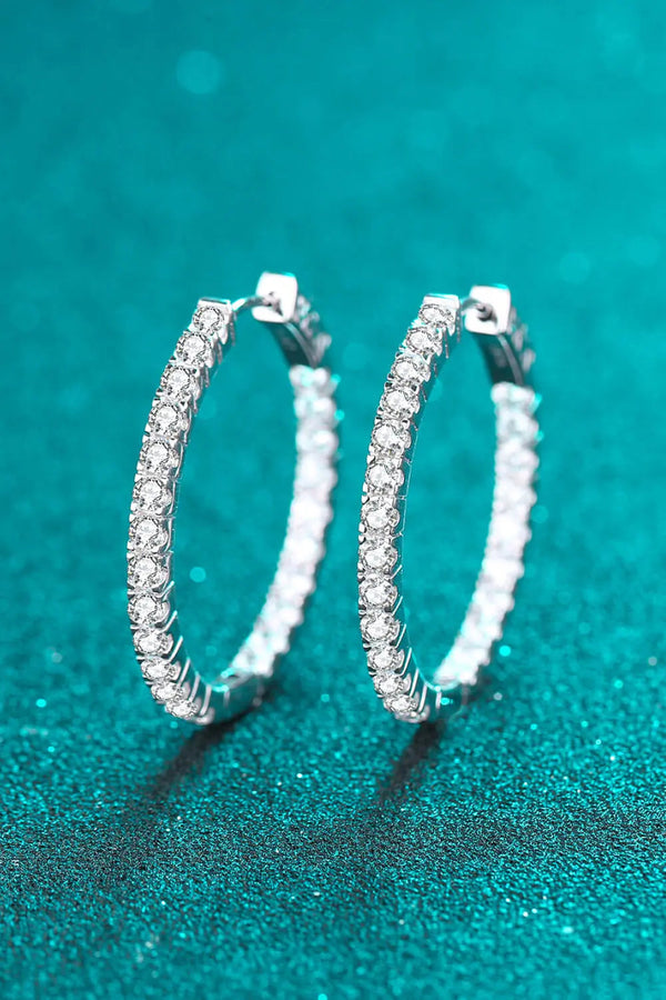 Moissanite Rhodium-Plated Hoop Earrings LOVCIA