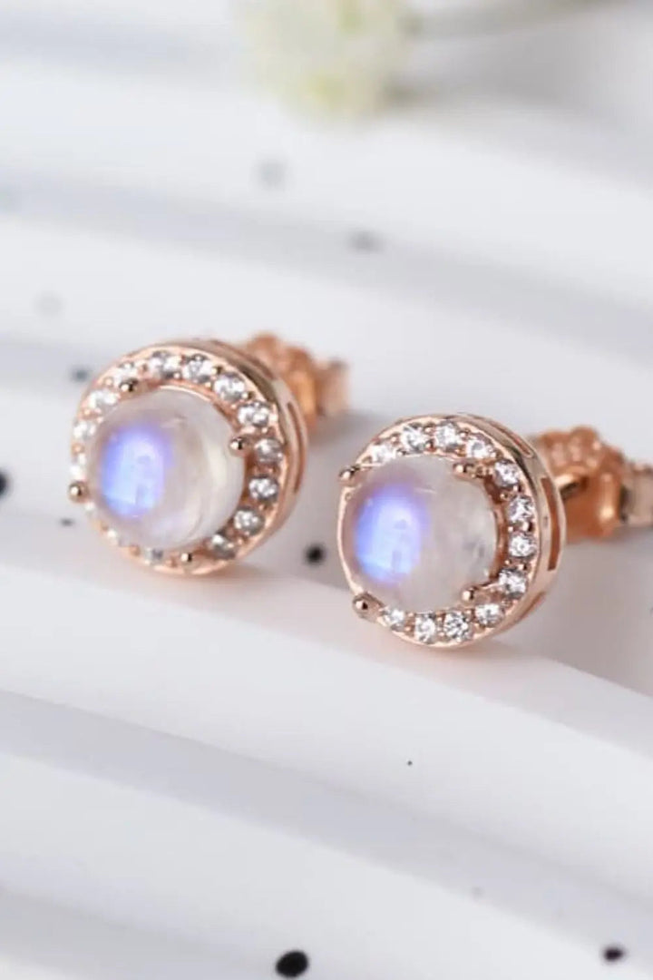 High Quality Natural Moonstone 925 Sterling Silver Stud Earrings LOVCIA