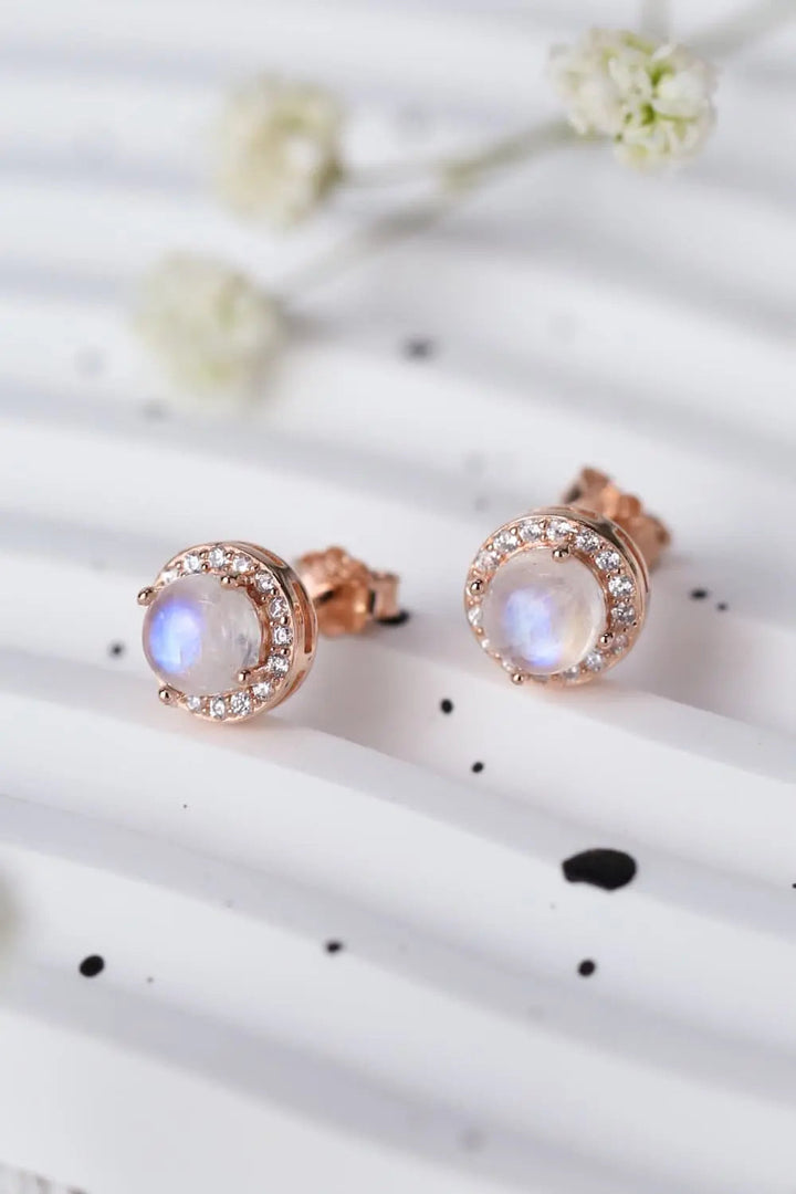 High Quality Natural Moonstone 925 Sterling Silver Stud Earrings LOVCIA