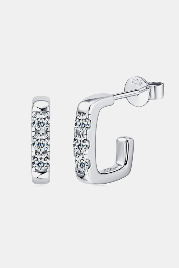 Moissanite 925 Sterling Silver Geometrical Huggie Earrings LOVCIA