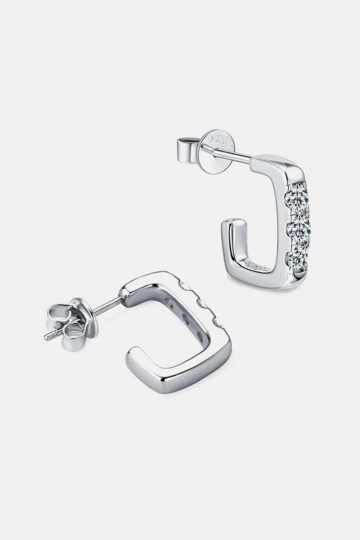 Moissanite 925 Sterling Silver Geometrical Huggie Earrings LOVCIA